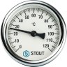 Термометр с погружной гильзой 63/50, 0-120°С (подключение заднее-1/2", L-50)(SIM-0001-635015 STOUT)