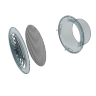 Диффузор приточно-вытяжной со стопорным кольцом и фланцем d150