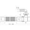 (G-118) Сифон АНИ гофрированный удлинённый 1 1/2"*40/50 с отводом для стиральной машины (648-1488мм)