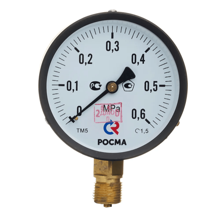 Манометр радиальный ТМ-510Р, 100/6, подключение нижнее 1/2" (Росма)