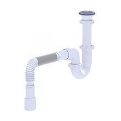 (D-0515) Сифон АНИ 1 1/2"*40 прямоточный с литым выпуском, с гибкой трубой 40*40/50