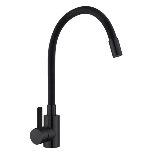 Смеситель для кухни GOTA ROCIO Black&White, гибкий силиконовый излив, черный