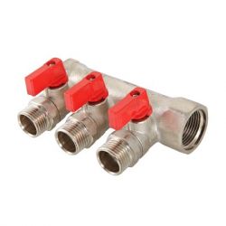 Коллектор отсекающий никелированный ValTec Ду25х15Н - 2 выхода (580n)