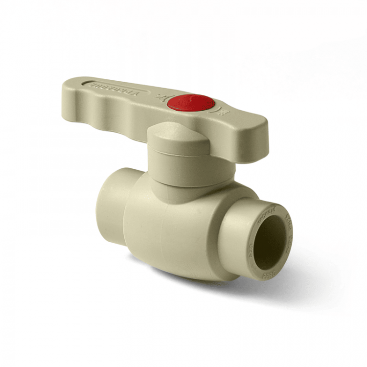 Кран шаровый ПП серый (Pro Aqua) полнопроходной d40
