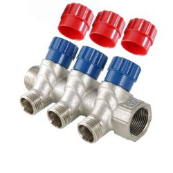 Коллектор регулировочный никелированный ValTec Ду20х15Н - 4 выхода (560n)