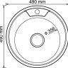 Мойка  круглая врезная декор MIXLINE 49х49х18 см, 0.8, выпуск 3 1/2, с сифоном