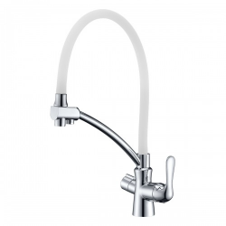 LM3070C-White Смеситель LEMARK для кухни, с гибким изливом, с подключением к фильтру питьевой воды, хром