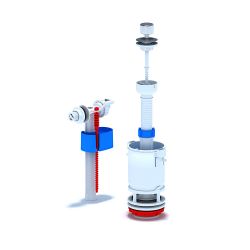 WC4050М Арматура с боковой подводкой 1/2", с пластиковым штуцером, металлизированная ручка шток эконом
