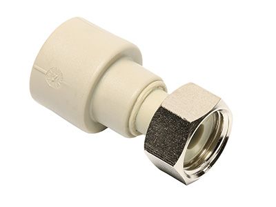 Муфта ПП с накидной гайкой и пластиковой вставкой (Ekoplastik) 25х3/4В серая