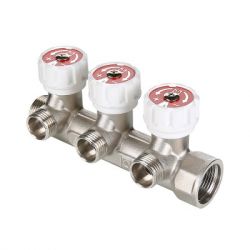 Коллектор с регулировочными вентилями 3/4"х4 вых. 1/2" нар. (VTc.570)