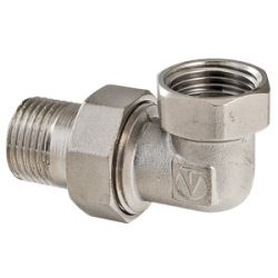 Сгон угловой (американка) латунный никелированный ValTec Ду25