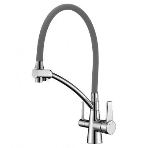 LM3071C-Gray Смеситель LEMARK для кухни с подключением к фильтру с питьевой водой COMFORT, хром / серый