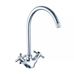 DR51028-White Смеситель DECOROOM двуручный для кухни с поворотным изливом, белый - хром