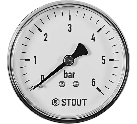 Манометр Stout Dn 50 0-6 бар подключение заднее-1/4"SIM-0009-500608