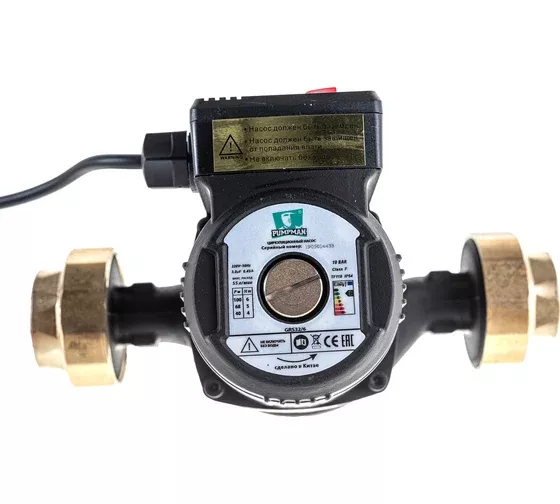 Циркуляционный насос PUMPMAN TRS32/6(Pmax-93Вт, Hmax-6м., Qmax-3,3м3/ч, гайки/кабель)